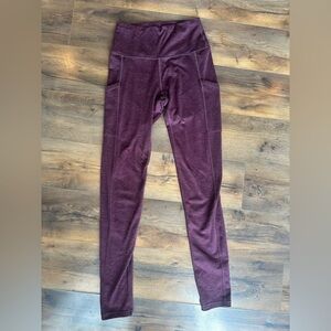 Aerie Offline Leggings S Long Burgundy High Rise Pocket Yoga Athleisure